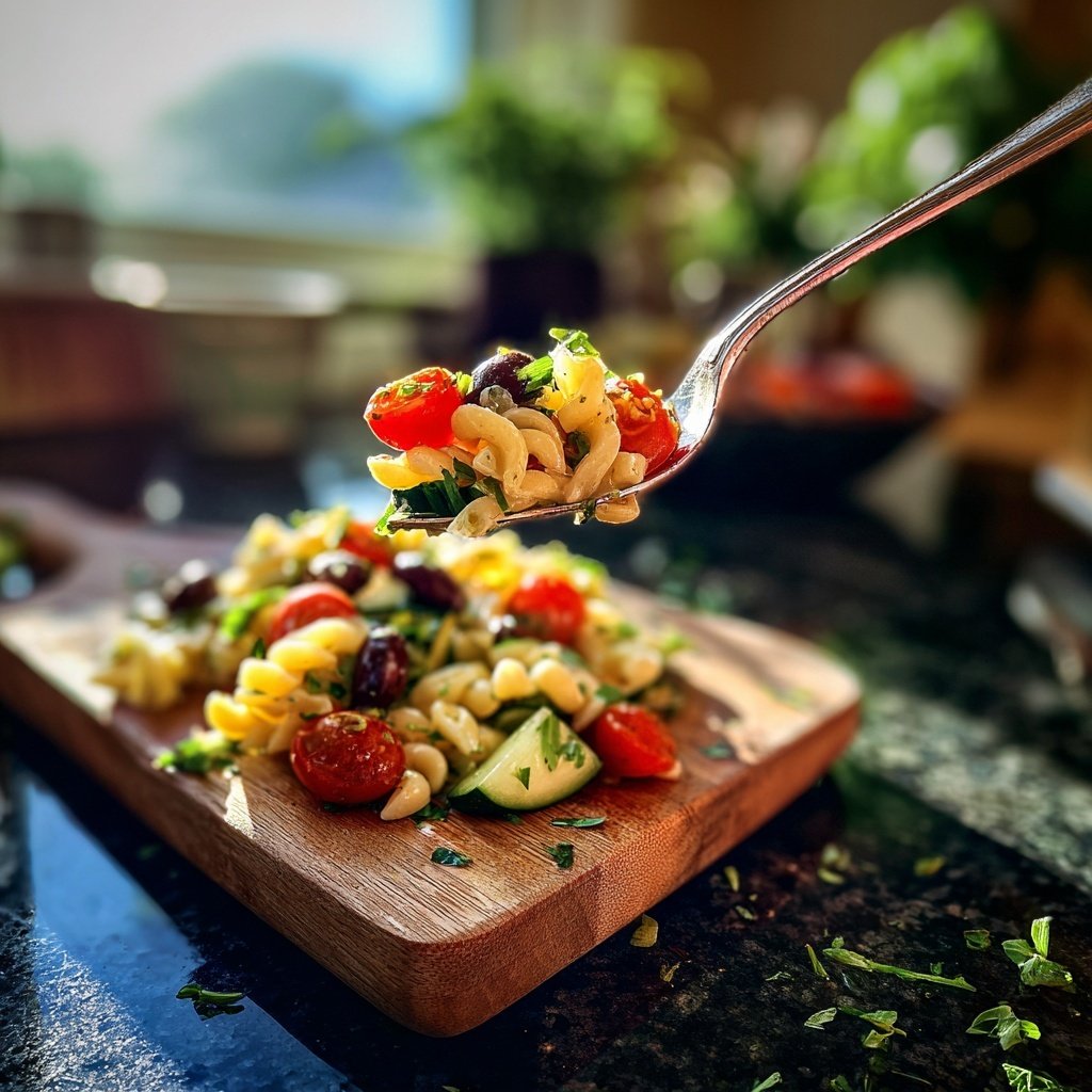 Mediterraner Nudelsalat Mit Zitronen Dressing