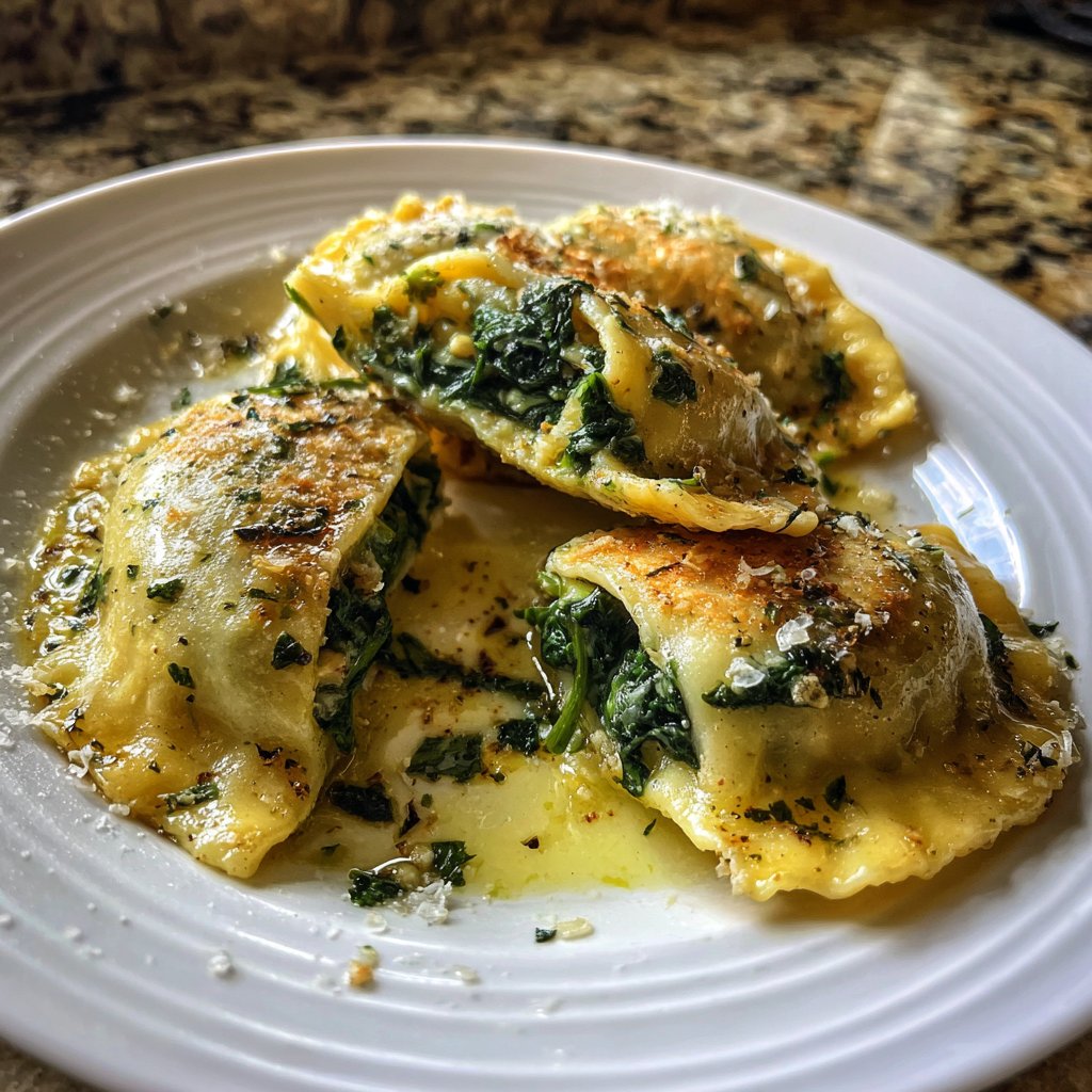 Ravioli mit Spinat und Butter-Salbei-Sauce