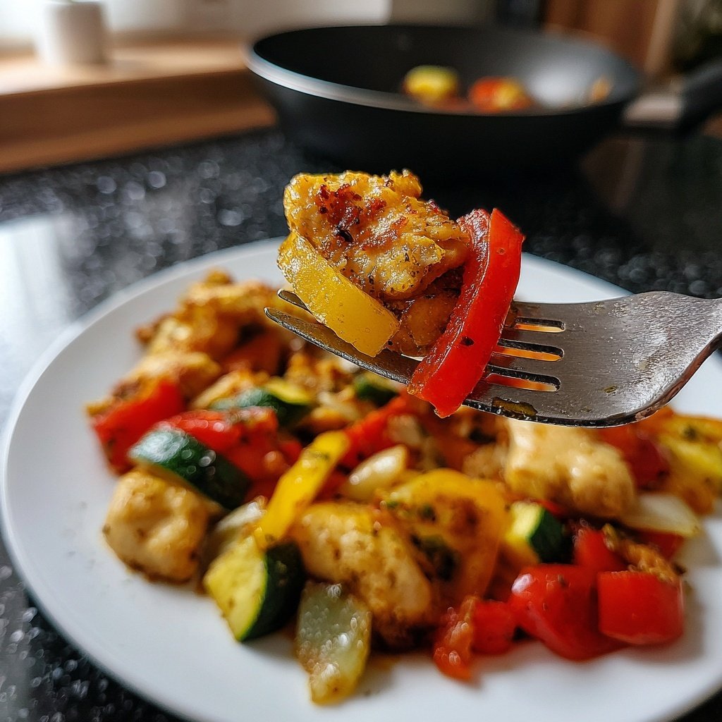 Kalorienarme Hähnchenpfanne Mit Paprika Und Zucchini