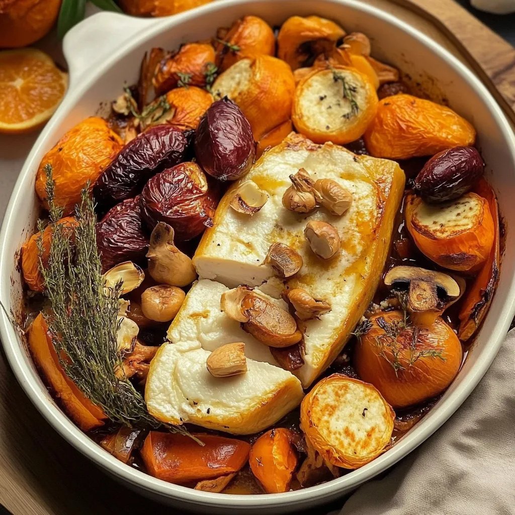 Kürbis und Schafskäse aus dem Ofen