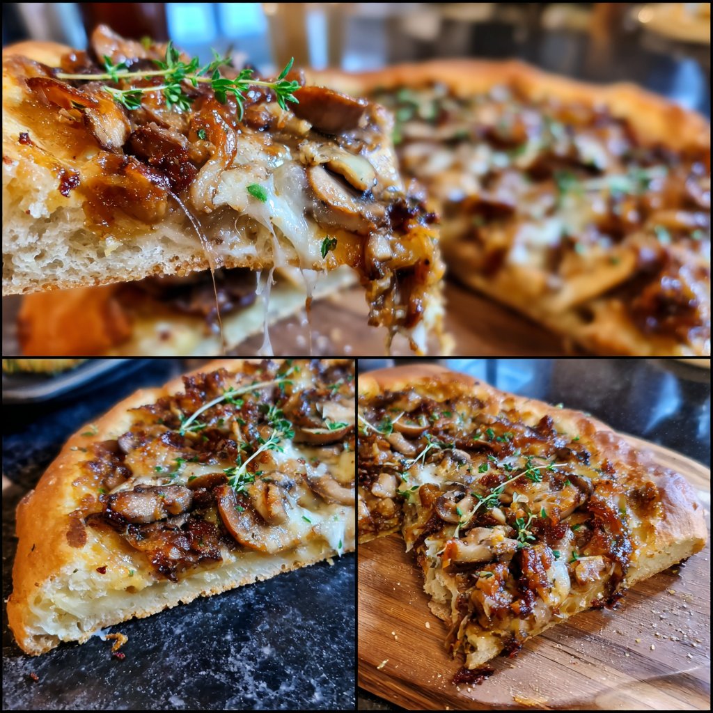 Pizza mit Pilzen und Käse