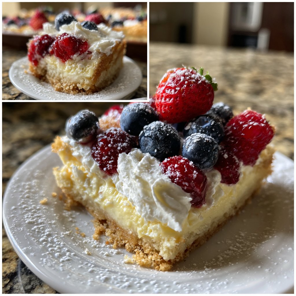 Blechkuchen mit Beeren und Creme