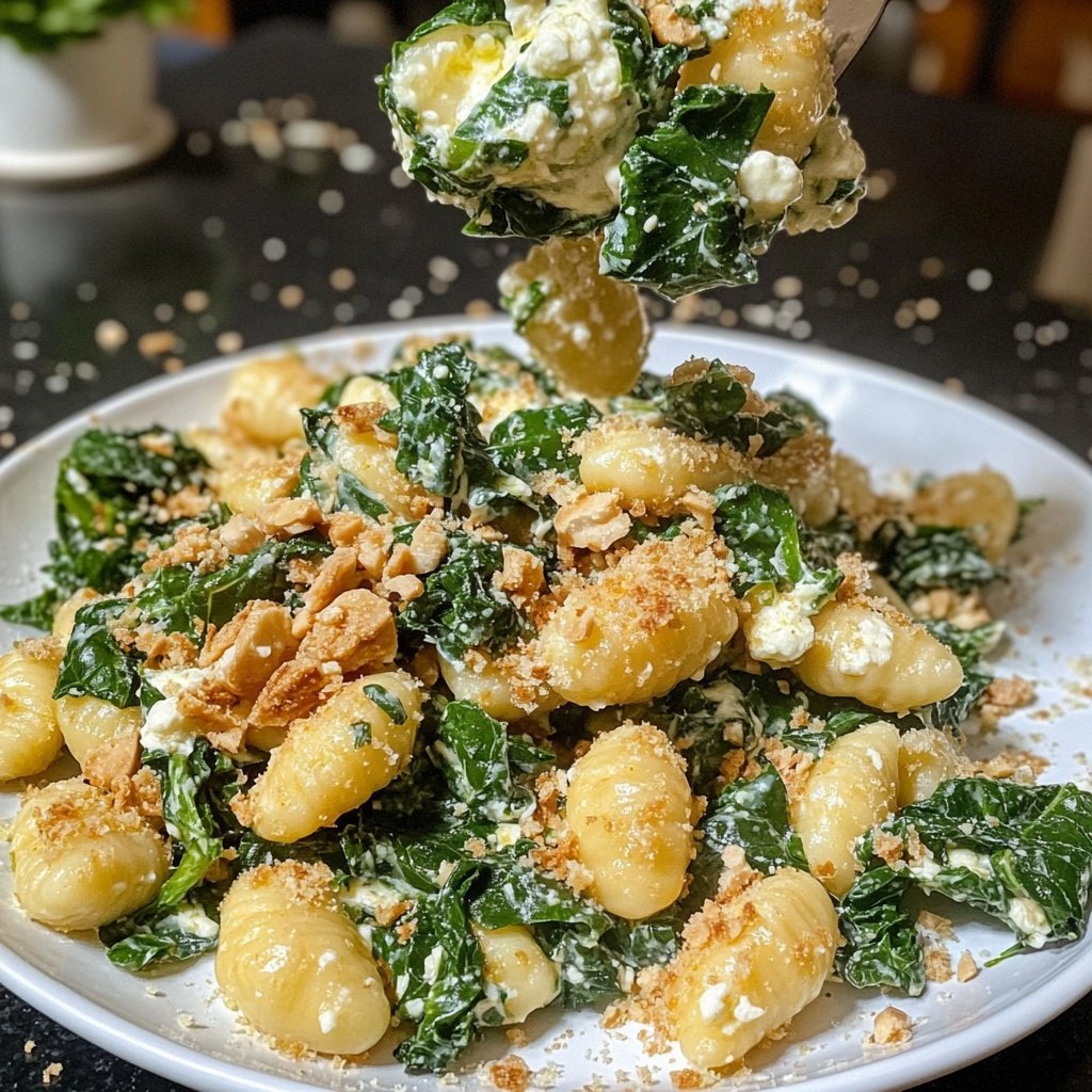 Grünkohl vegetarisch mit Gnocchi, Mascarpone, Gorgonzola und Walnüssen